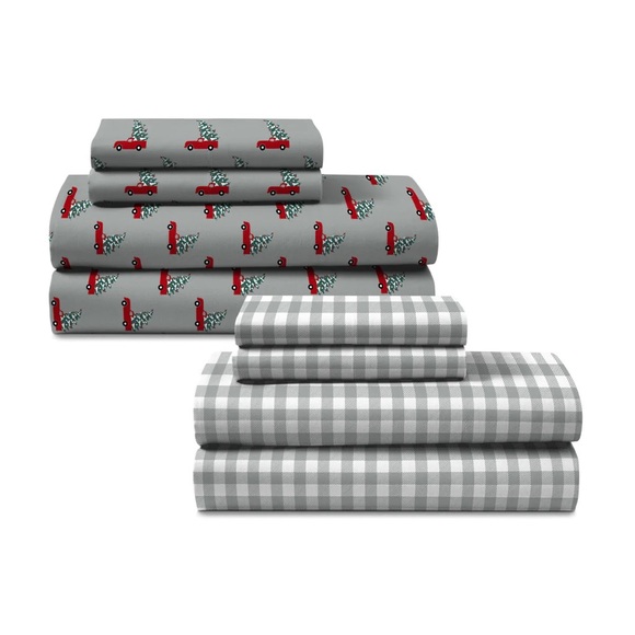 2 SETS XMAS SHEETS Two-Pack NEW Easy Living Holiday Microfiber Sheet Set - Picture 6 of 17